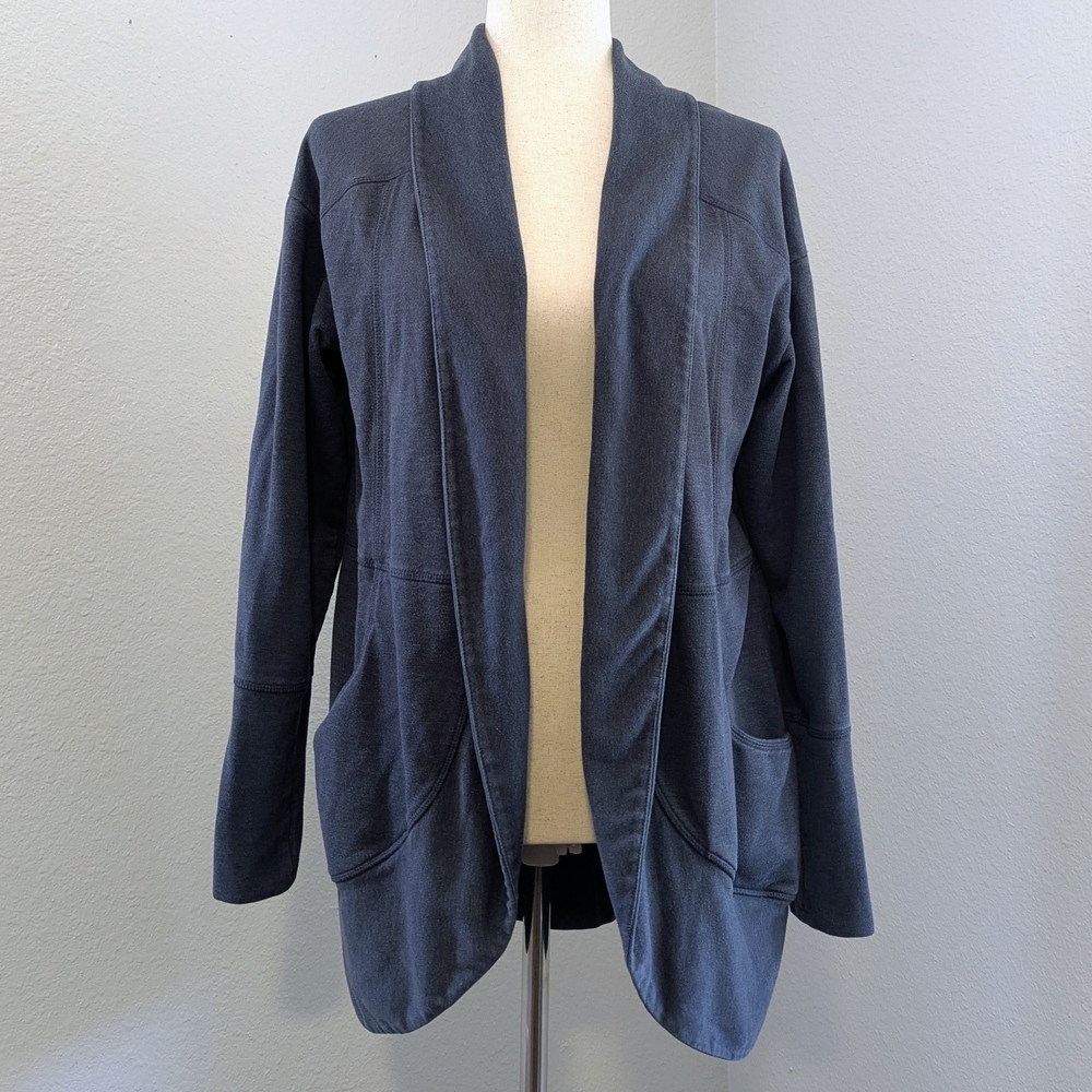Eddie Bauer Navy Camp Fleece Open Front Cardigan Jacket | Women’s Large